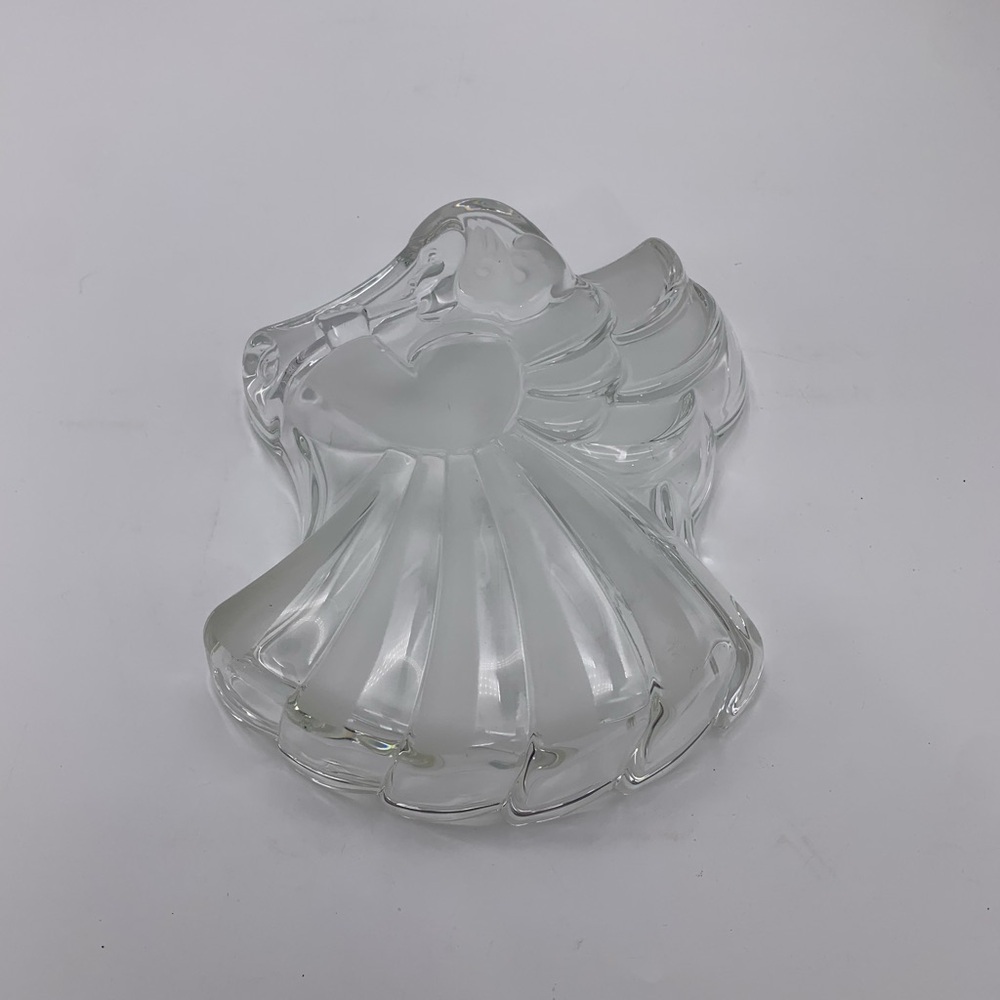 MIKASA Christmas Archangel Clear Frosted Crystal Glass Candy Nut Trinket Dish